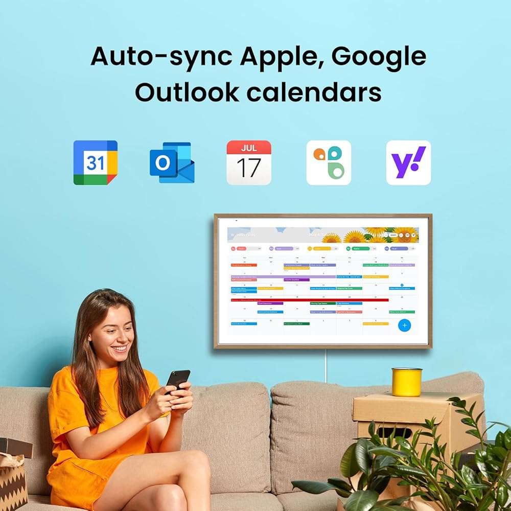 Apolosign 21.5-inch Digital Calendar & Smart Family Wall Planner, No Subscription, Calendar & Dashboard Dual-Mode System, Shared Touchscreen Display with Calendar Sync, Chore Charts & Family Scheduling Hub (Teak) - Image 4