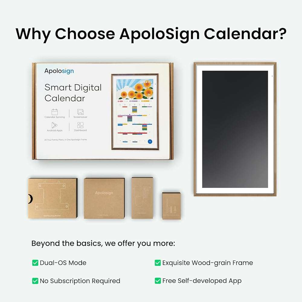 Apolosign 21.5-inch Digital Calendar & Smart Family Wall Planner, No Subscription, Calendar & Dashboard Dual-Mode System, Shared Touchscreen Display with Calendar Sync, Chore Charts & Family Scheduling Hub (Teak) - Image 9