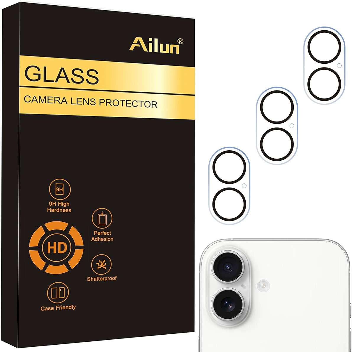 Ailun 3 Pack Camera Lens Protector for iPhone 17,Tempered Glass,9H Hardness,Ultra HD,Anti-Scratch,Case Friendly,Does not Affect Night Shots - Image 1