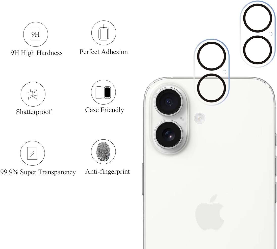 Ailun 3 Pack Camera Lens Protector for iPhone 17,Tempered Glass,9H Hardness,Ultra HD,Anti-Scratch,Case Friendly,Does not Affect Night Shots - Image 2