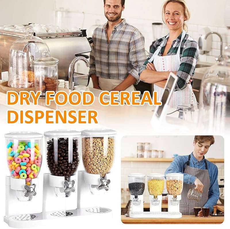 Petyoung Triple Food Storage Dispenser, 6L Capacity Cereal Container, Plastic Dry Food Dispenser for Candy Nuts Grains Granola Snack - Image 3