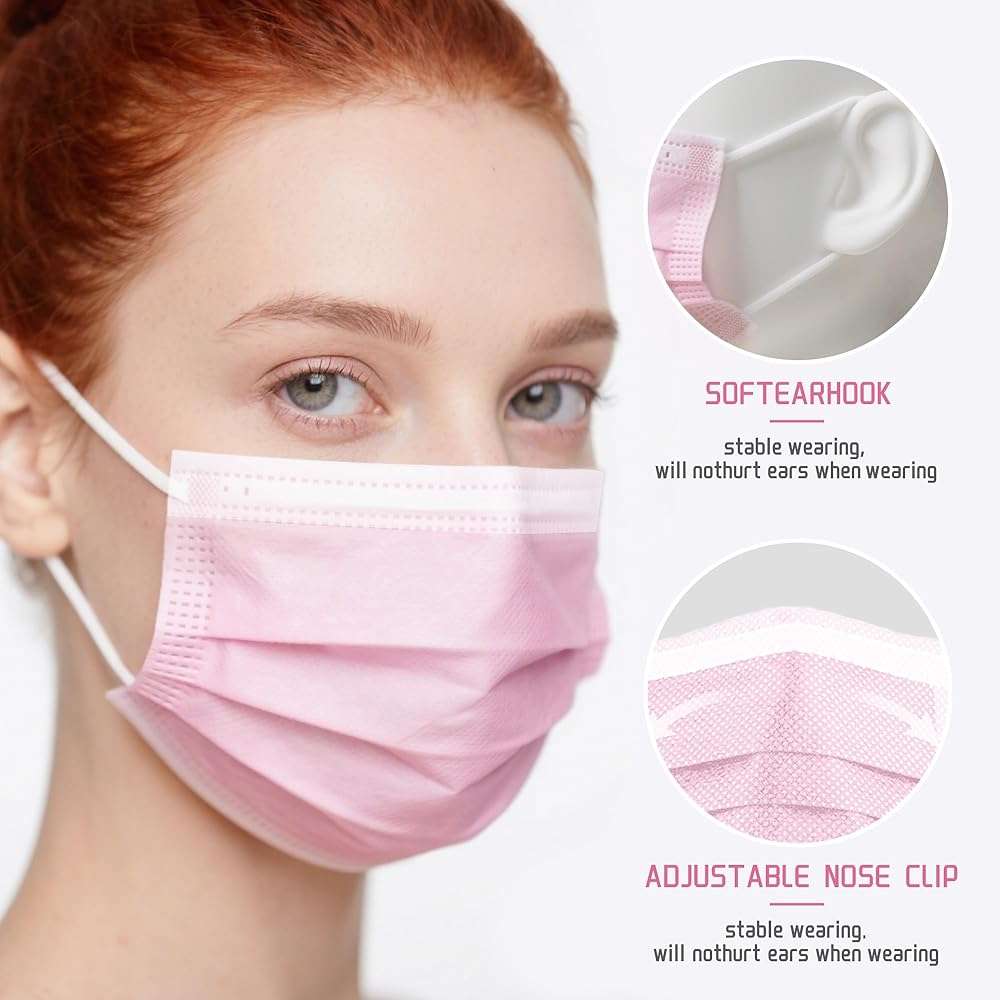 NNPCBT 5 Color Disposable Face Masks 125 Pack,3-Ply Breathable Mask For Adults,Great For Outdoors,Home, Office, School - Image 3