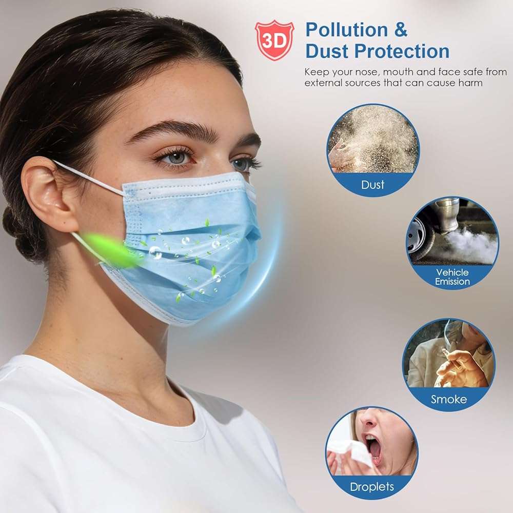 NNPCBT 5 Color Disposable Face Masks 125 Pack,3-Ply Breathable Mask For Adults,Great For Outdoors,Home, Office, School - Image 4