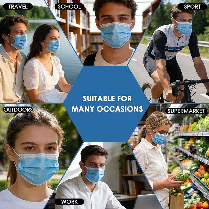 NNPCBT 5 Color Disposable Face Masks 125 Pack,3-Ply Breathable Mask For Adults,Great For Outdoors,Home, Office, School - Image 5