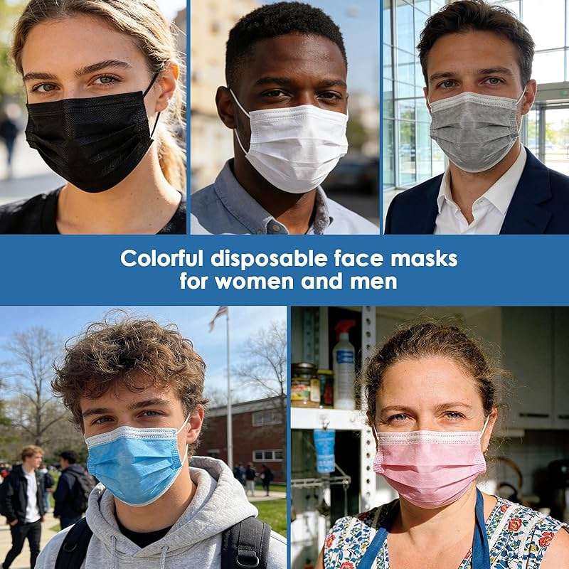 NNPCBT 5 Color Disposable Face Masks 125 Pack,3-Ply Breathable Mask For Adults,Great For Outdoors,Home, Office, School - Image 6
