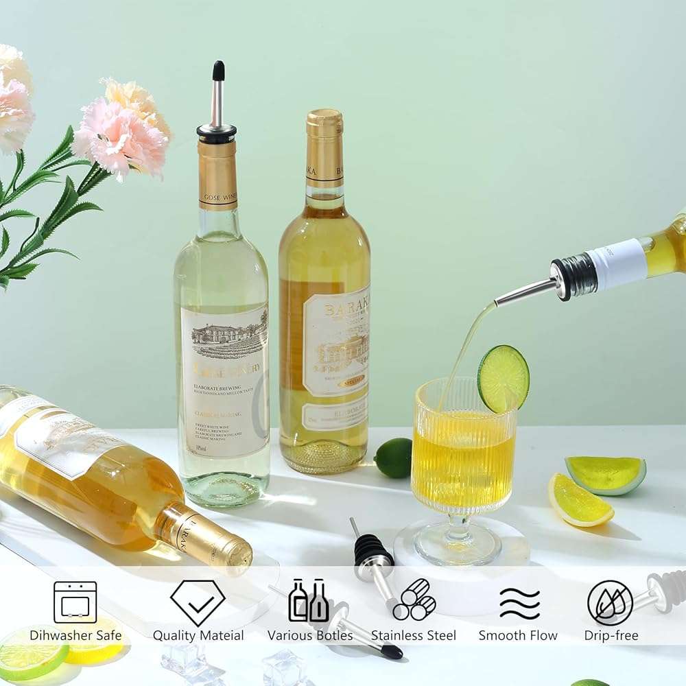 mwellewm 50 Pcs Liquor Pour Spouts, Stainless Steel Liquor Bottle Pourers for Alcohol Speed Pourers for Liquor Bottles Bartending Oil Vinegar and Wine Bar Bartender Accessories - Image 7