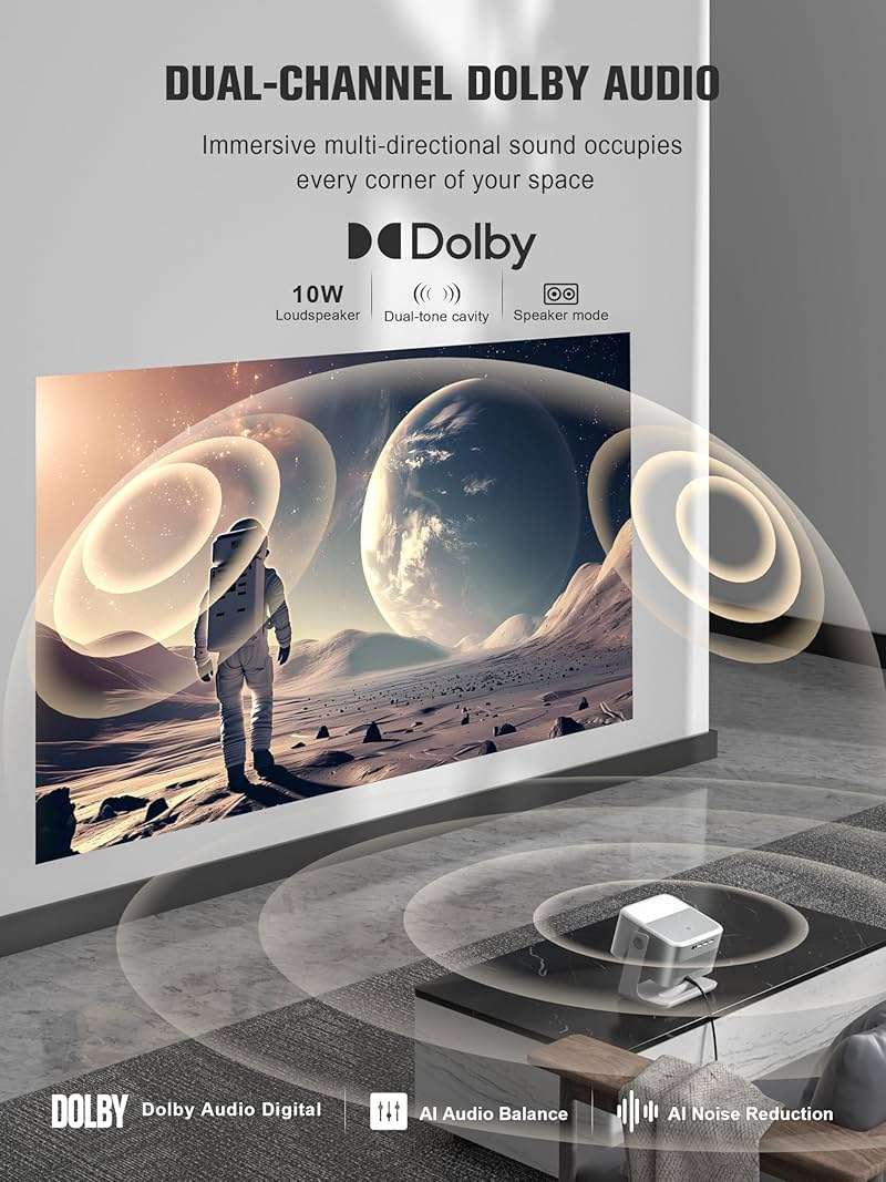 【Official Licensed Google TV】4K Smart Projector with WiFi and Bluetooth, VOPLLS Outdoor Projectors with Dolby/Auto Focus, Portable Movie Phone Wireless Gaming Wifi Proyector for Bedroom/Home/Celling - Image 4