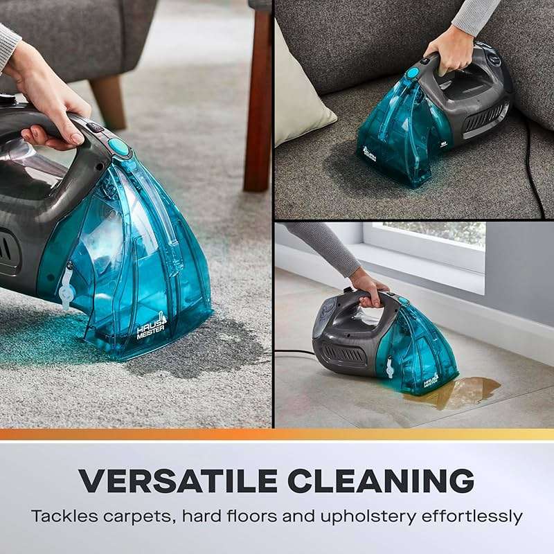 Hausmeister Hydroflex Carpet Cleaner Machine, Upholstery Cleaner Machine for Couch, Car Seats & Pet Stains, 500W Powerful Handheld Deep Cleaner with 3 Brush Heads (Machine + 0 solution) - Image 4