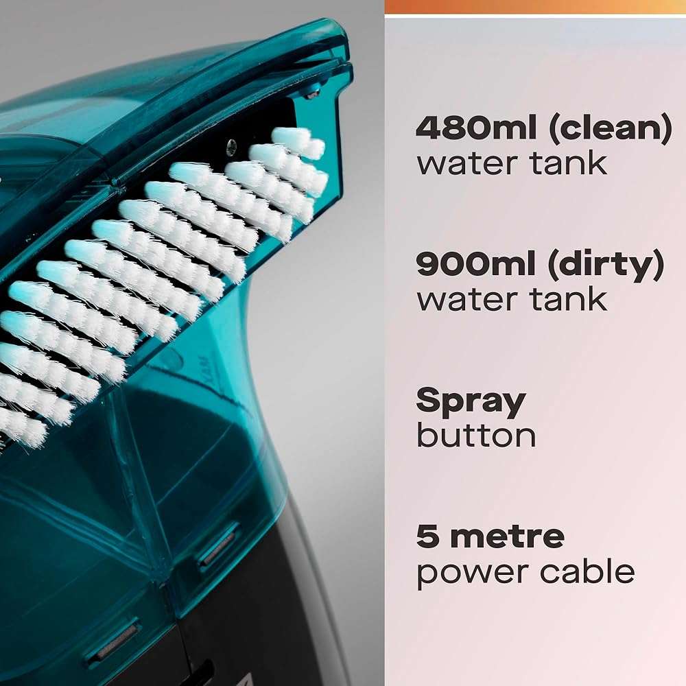 Hausmeister Hydroflex Carpet Cleaner Machine, Upholstery Cleaner Machine for Couch, Car Seats & Pet Stains, 500W Powerful Handheld Deep Cleaner with 3 Brush Heads (Machine + 0 solution) - Image 7