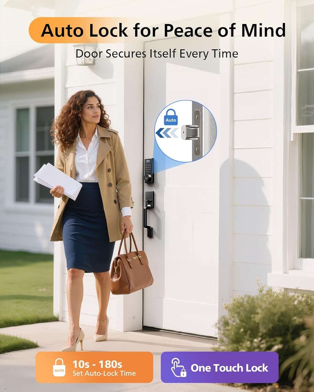 Philips Touchscreen WiFi Smart Lock with Handle Set, Built-in WiFi, Remote Control & Voice Control, Fingerprint Keyless Entry Door Lock, Smart Locks for Front Door Deadbolt, Auto-Lock, Matte Black - Image 7
