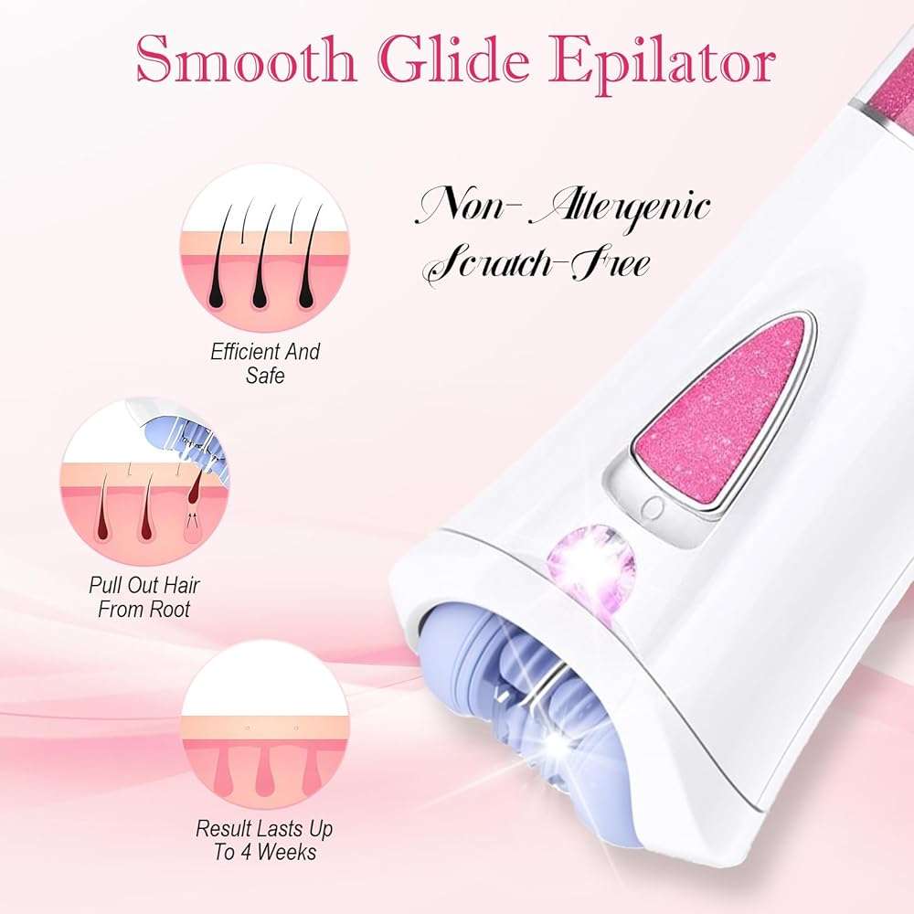 Skin Epilator, 2026 New Epilators Hair Removal for Face, Smooth Glide Epilators for Women with LED Light, Cordless Facial Hair Removal for Bikini Arm Legs Underarm, Portable Epilator - Image 3