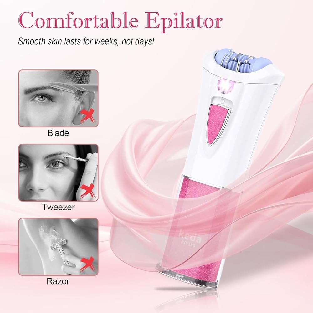 Skin Epilator, 2026 New Epilators Hair Removal for Face, Smooth Glide Epilators for Women with LED Light, Cordless Facial Hair Removal for Bikini Arm Legs Underarm, Portable Epilator - Image 5
