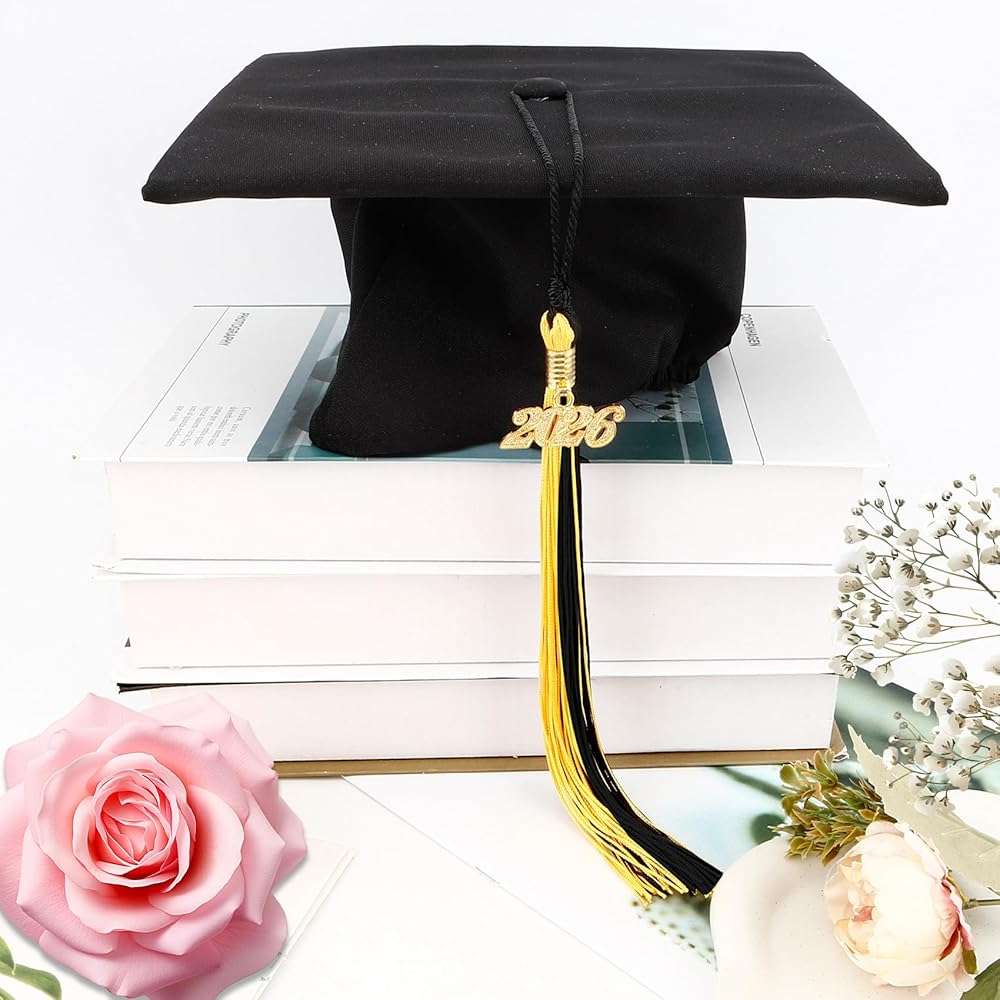 2026 Black Gold Gradution Tassel with Golden Charm for Graduation Cap Hat Gown Headband Decorations Senior Class of 2026 Congrats Grad Party Favors Supplies Ceremonies Memorial Graduations Decor - Image 2