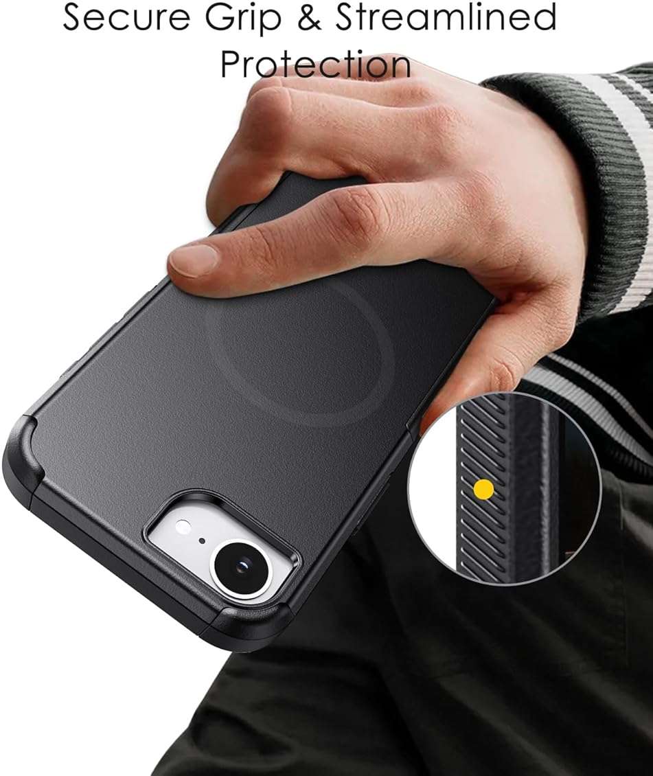 Diverbox for iPhone 16e Case & iPhone 17e Case - Compatible with MagSafe,Shockproof Dropproof with Screen Protector,with Port Protection,Slim & Tough Phone Cover (Black) - Image 3