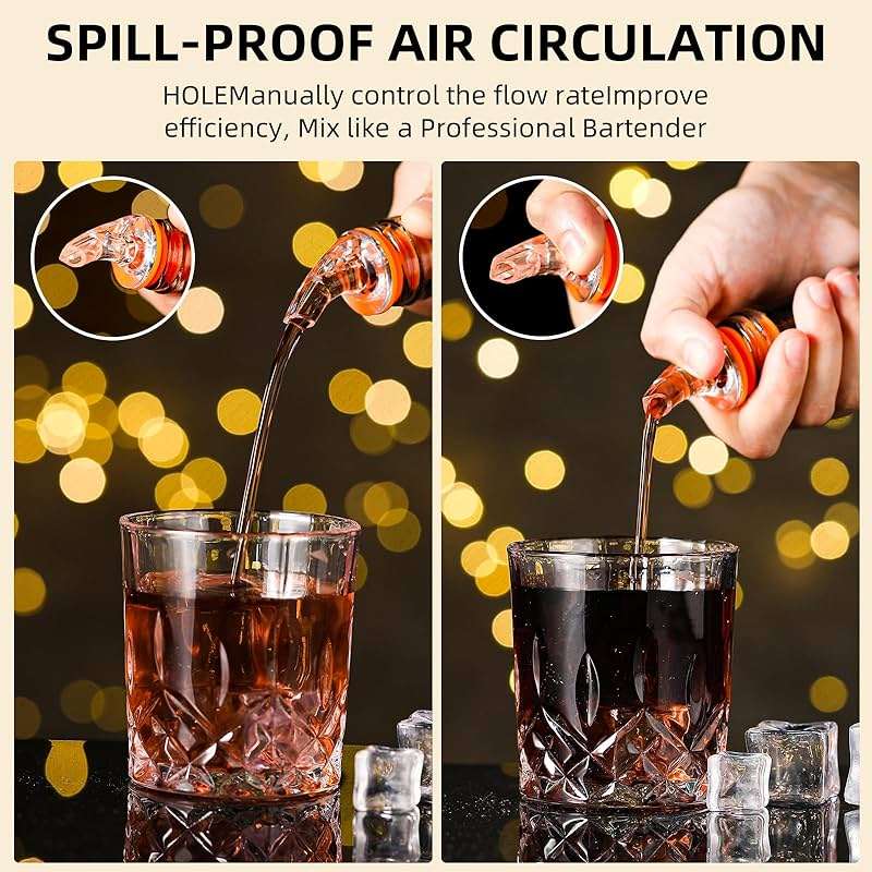 Quzzil 1 Dozen Pour Spout Large Amber Cork Pour Spout Bottle Speed Pourers Fits 750ml, 1l, 1.75l Bottles, for Liquors, Bartending Tool(Orange) - Image 4