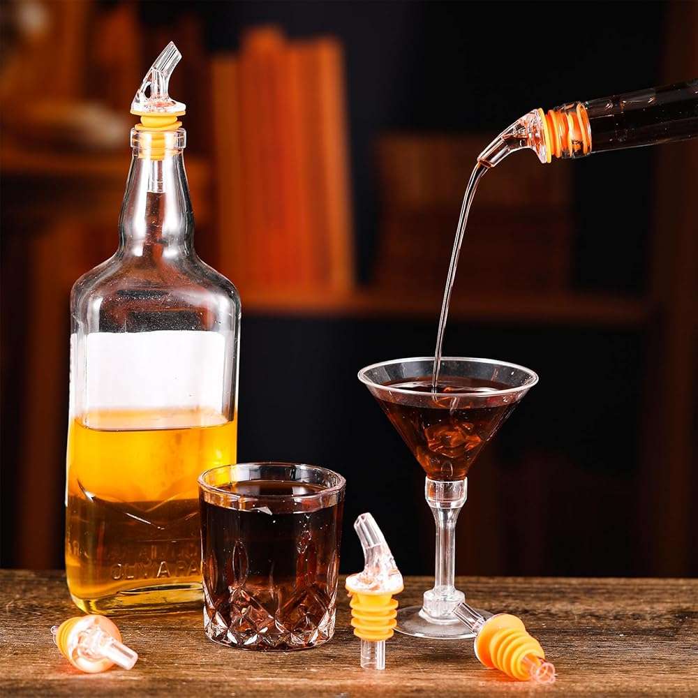 Quzzil 1 Dozen Pour Spout Large Amber Cork Pour Spout Bottle Speed Pourers Fits 750ml, 1l, 1.75l Bottles, for Liquors, Bartending Tool(Orange) - Image 5