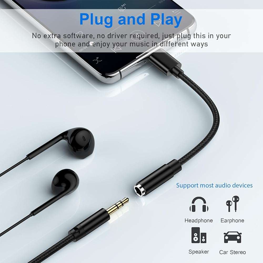 USB C to 3.5mm Audio Headphone Jack Adapter for Samsung Galaxy A17 A16 A56 S25 Ultra/Edge S24 A36 A54 S23,Type C to Aux Audio Dongle Cable Cord for iPhone 17 Pro Max Air 16 Plus 16e,Pixel 10 Pro XL 9a - Image 2