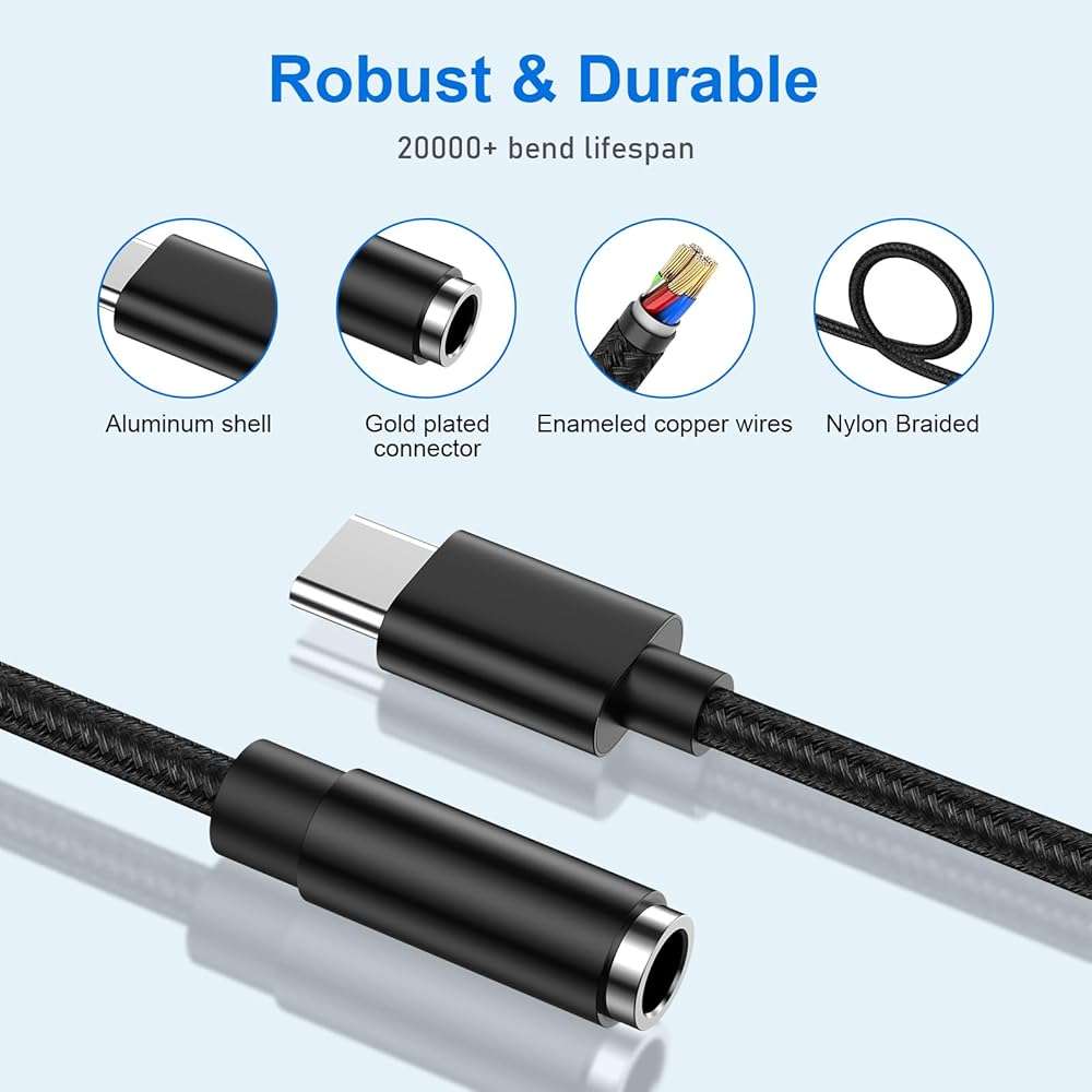 USB C to 3.5mm Audio Headphone Jack Adapter for Samsung Galaxy A17 A16 A56 S25 Ultra/Edge S24 A36 A54 S23,Type C to Aux Audio Dongle Cable Cord for iPhone 17 Pro Max Air 16 Plus 16e,Pixel 10 Pro XL 9a - Image 6