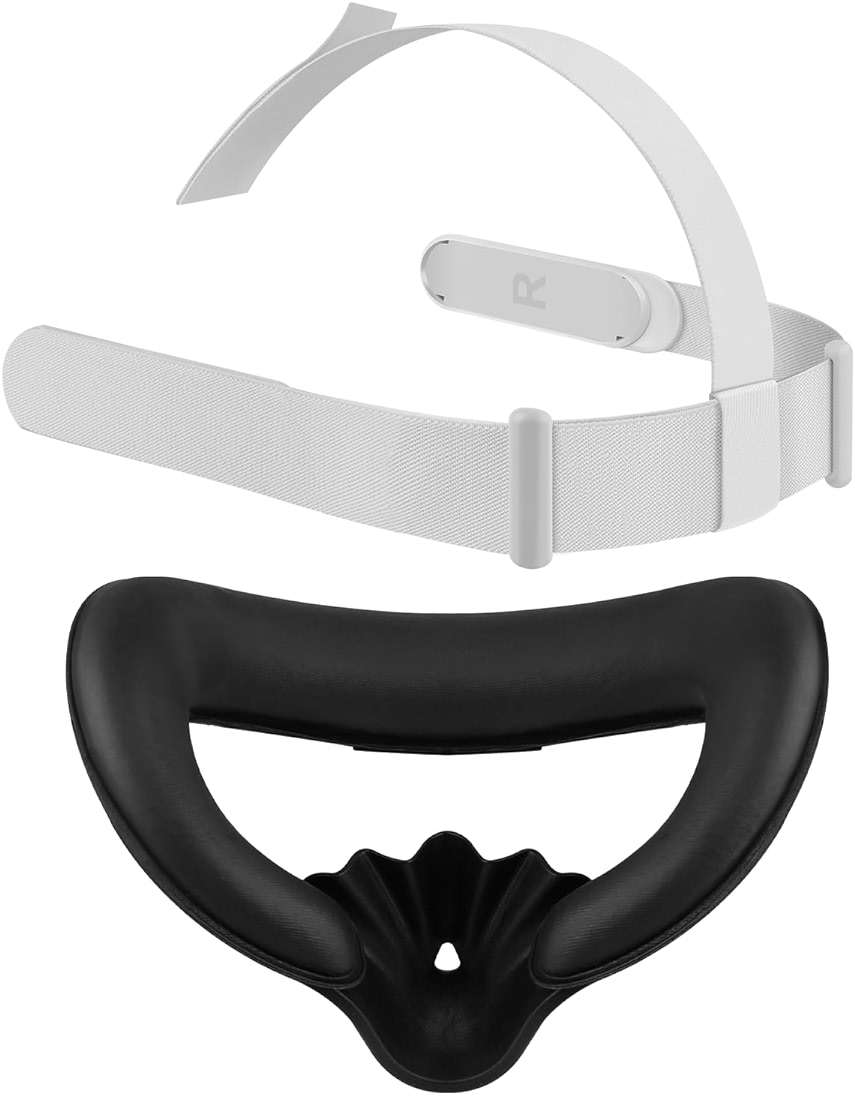 Head Strap and Face Cover Pad for Oculus Quest 2, Original Replacement Headstrap&Sweatproof PU Leather Face Cushion Pad - VR Accessories Kit Compatible with Meta Quest 2 Headset - Image 1