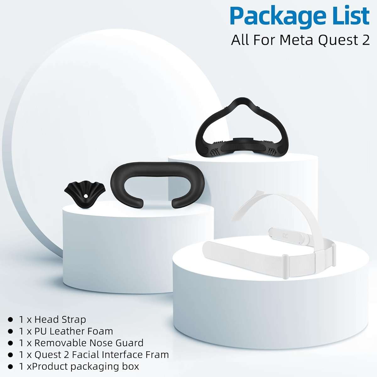 Head Strap and Face Cover Pad for Oculus Quest 2, Original Replacement Headstrap&Sweatproof PU Leather Face Cushion Pad - VR Accessories Kit Compatible with Meta Quest 2 Headset - Image 3