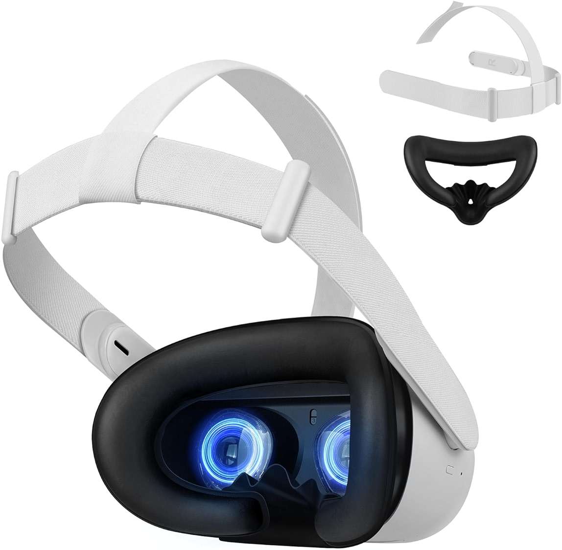 Head Strap and Face Cover Pad for Oculus Quest 2, Original Replacement Headstrap&Sweatproof PU Leather Face Cushion Pad - VR Accessories Kit Compatible with Meta Quest 2 Headset - Image 5