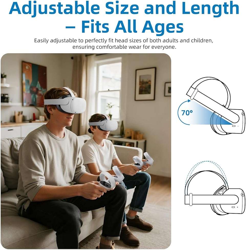 Head Strap and Face Cover Pad for Oculus Quest 2, Original Replacement Headstrap&Sweatproof PU Leather Face Cushion Pad - VR Accessories Kit Compatible with Meta Quest 2 Headset - Image 9
