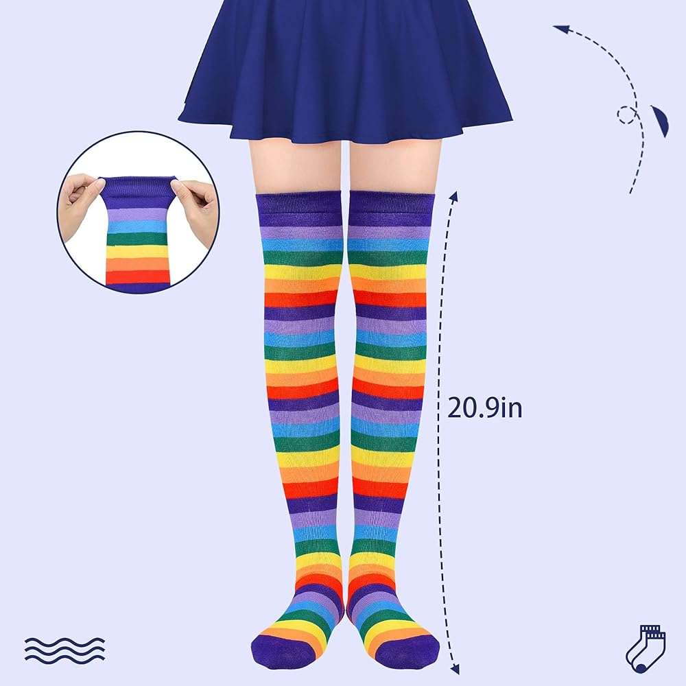 Zando Halloween Striped Womens Thigh High Socks Stay Up Thigh Highs Long Over the Knee Socks Leg Warmers Cosplay Casual - Image 7
