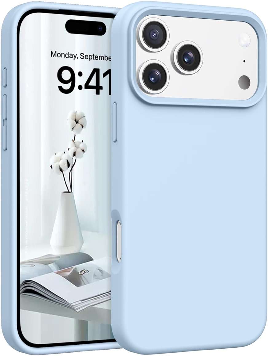 Telaso Case for iPhone 17 Pro Max, Liquid Silicone Soft Gel Rubber iPhone 17 Pro Max Phone Case Slim Thin Phone Case with Microfiber Lining Protective Phone Cases Cover for Men Women, Light Blue - Image 1