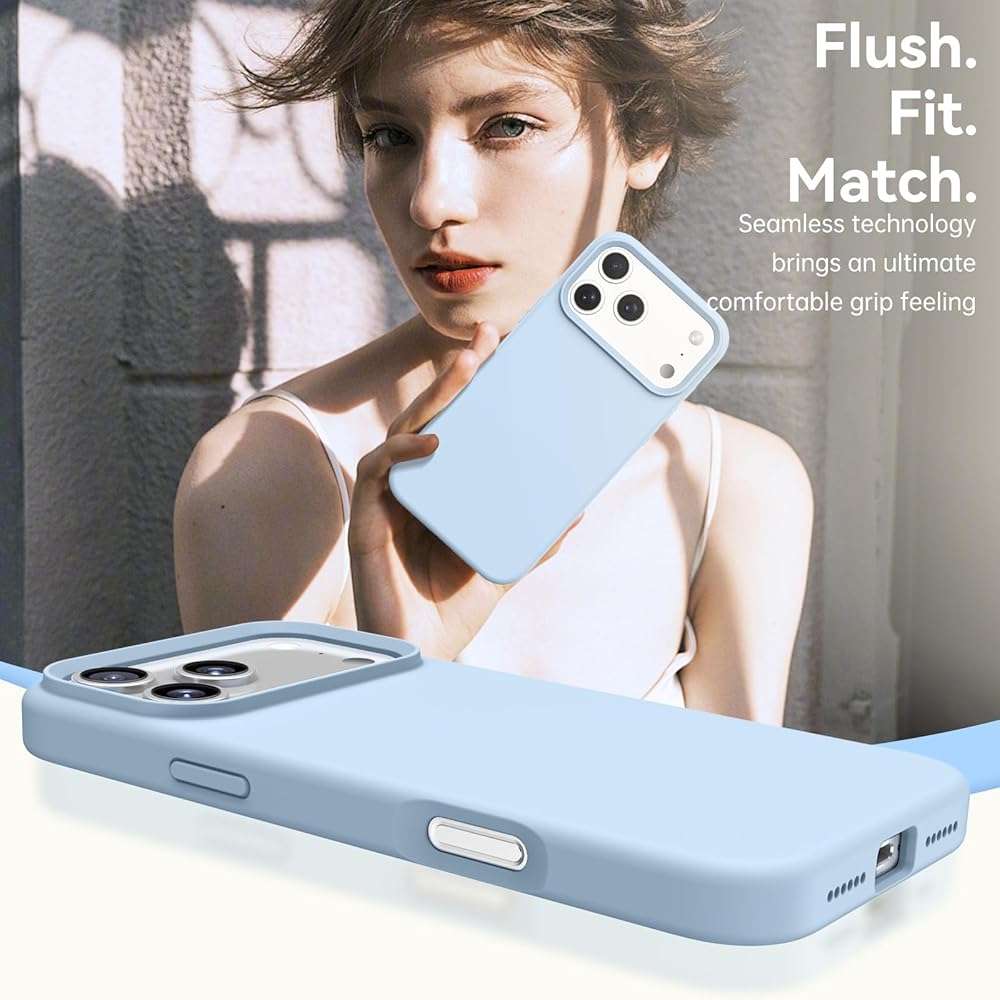 Telaso Case for iPhone 17 Pro Max, Liquid Silicone Soft Gel Rubber iPhone 17 Pro Max Phone Case Slim Thin Phone Case with Microfiber Lining Protective Phone Cases Cover for Men Women, Light Blue - Image 5