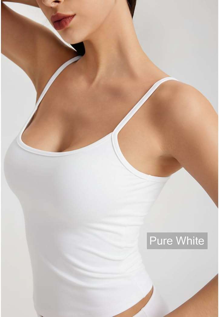 CHANGEZOE Women's Braless Tank Top Fitted Spaghetti Strap Cami for Going Out Workouts Y2K Cute Basic Top - Image 5