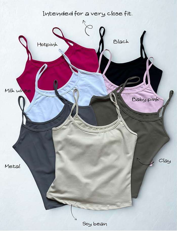 CHANGEZOE Women's Braless Tank Top Fitted Spaghetti Strap Cami for Going Out Workouts Y2K Cute Basic Top - Image 8