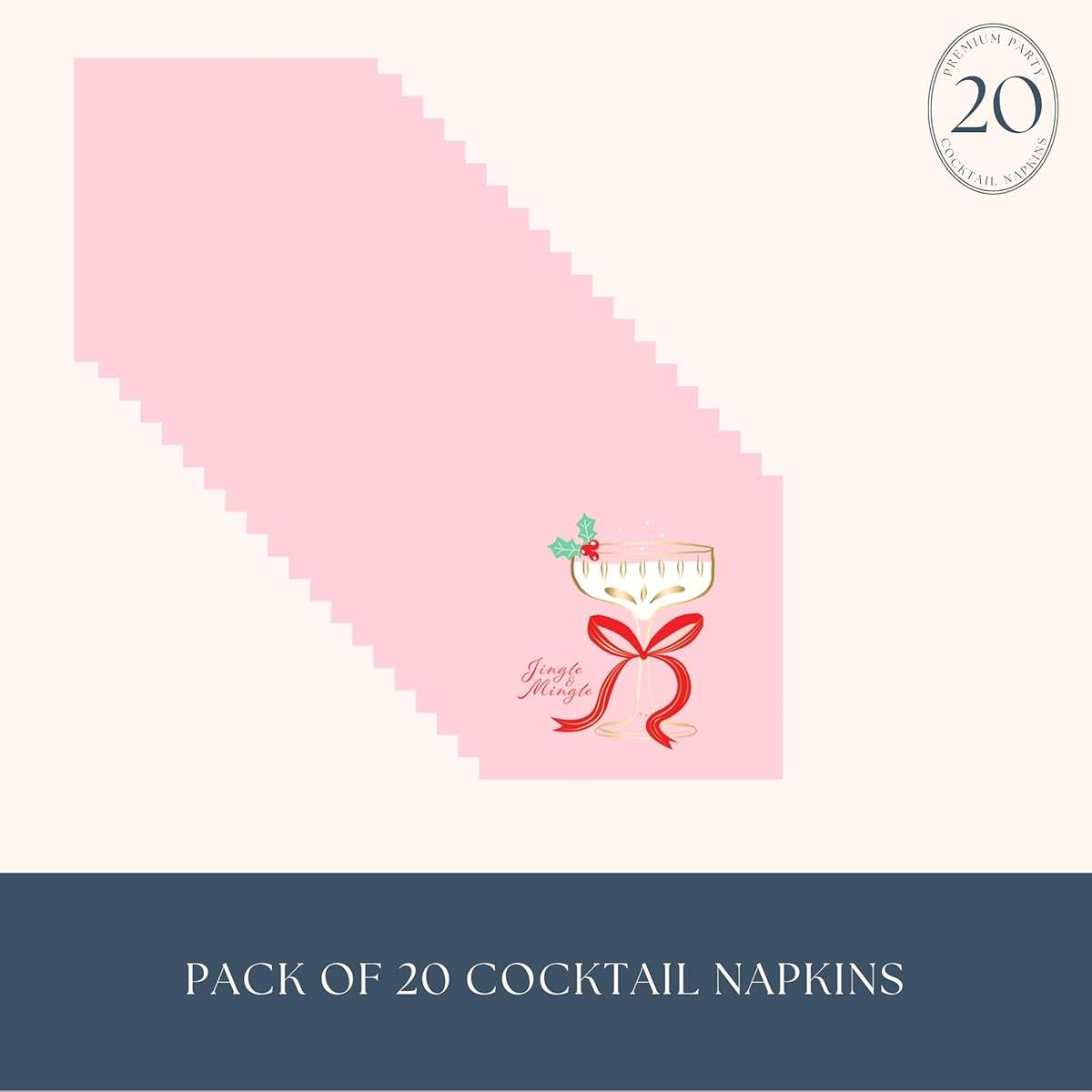 Bonjour Fete Christmas Spirits Paper Party Cocktail Napkins | 3-Ply Fancy Napkins | Festive Holiday Supplies for Christmas, Holiday Parties, and Seasonal Celebrations | Pack of 20, 5" Folded - Image 7