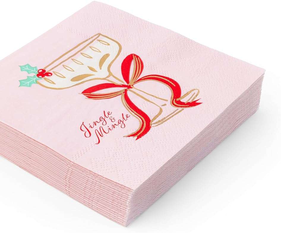 Bonjour Fete Christmas Spirits Paper Party Cocktail Napkins | 3-Ply Fancy Napkins | Festive Holiday Supplies for Christmas, Holiday Parties, and Seasonal Celebrations | Pack of 20, 5" Folded - Image 8