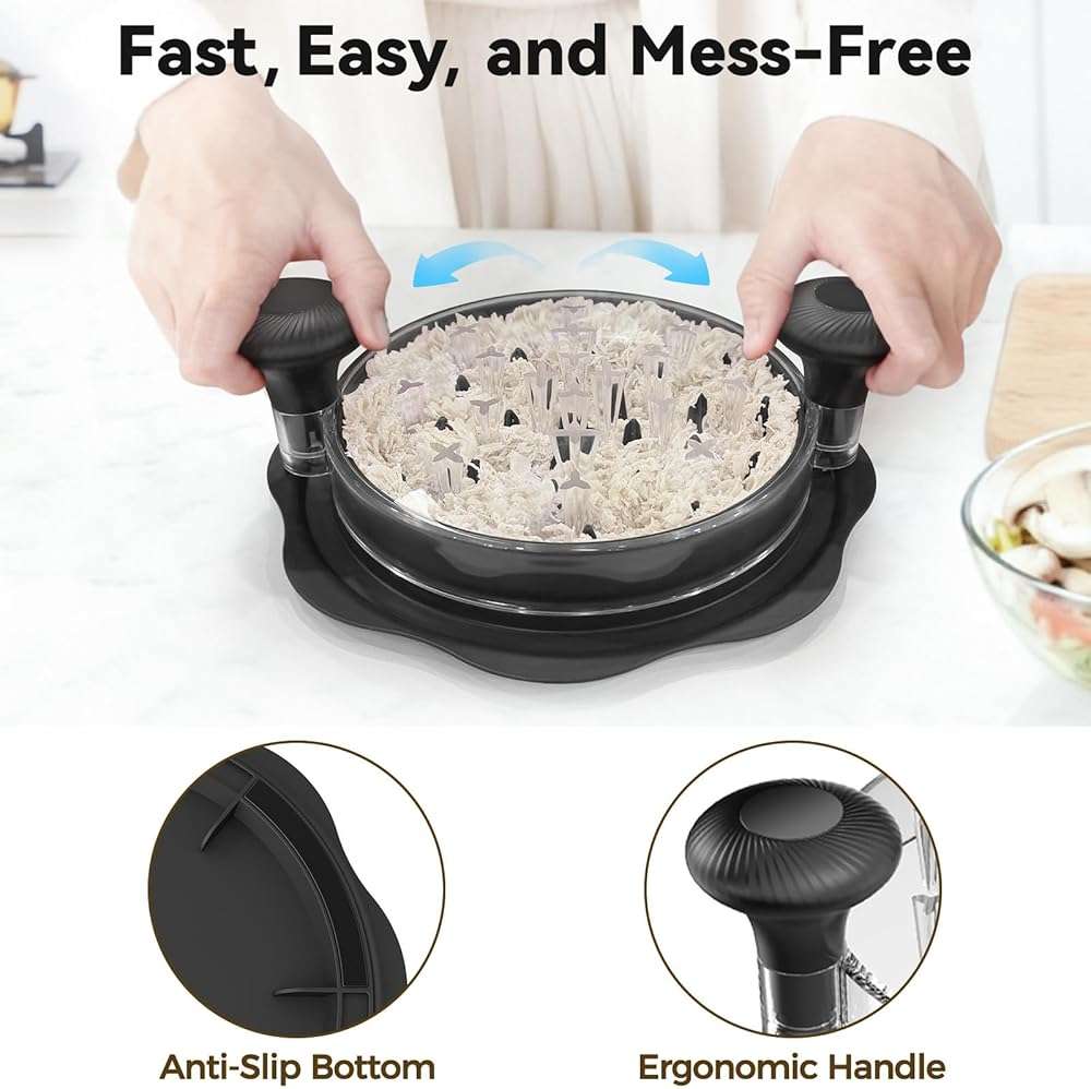 Ukeetap 10" Pro Chicken Shredder Tool Twist Large for Kitchen, BPA-Free Food-Safe Meat Grinder, Visible Chicken Breast Meat Shredder with Strong Anti-Slip Bottom & Ergonomic Handle, Black - Image 4