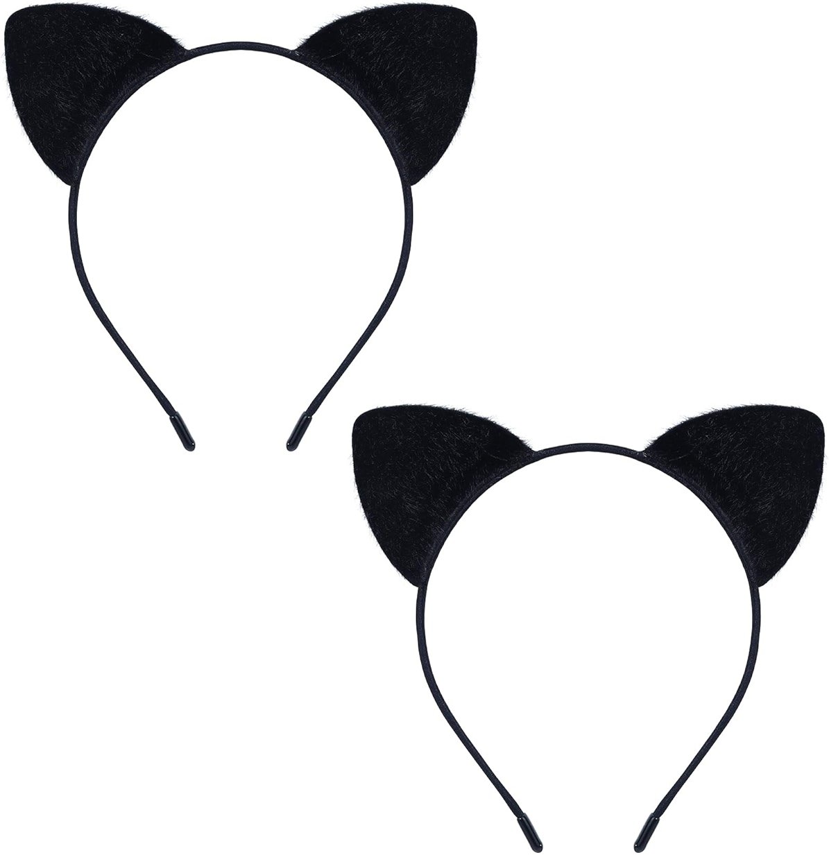 Wgyanjie 2 Pack Furry Cat Ears - Black Cat Ears Headband Cat Woman Costume Accessories Kitty Ear for Halloween - Product Image