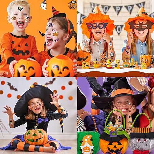 166Pcs Halloween Party Favors - Cute Halloween Tattoos Supplies Goodie Bag Stuffers for Halloween Decor Indoor, 4 Sheets Halloween Tattoos & Halloween Decorations Gifts for Party & Cosplay - Image 5