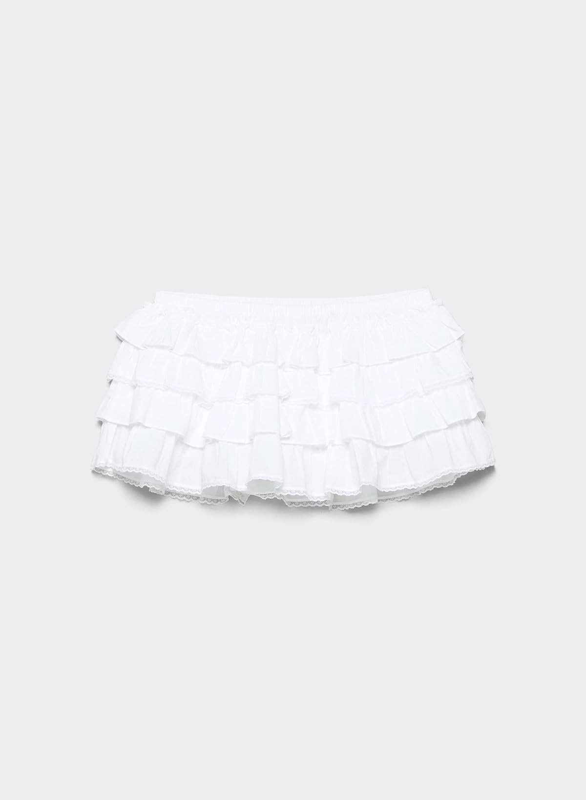 Mxiqqpltky Lace Trim Short Skirt for Women Y2k Pleated Skater Skirts Elastic Low Waist Ruffled Tiered Mini Skirts Prom Skorts - Image 4