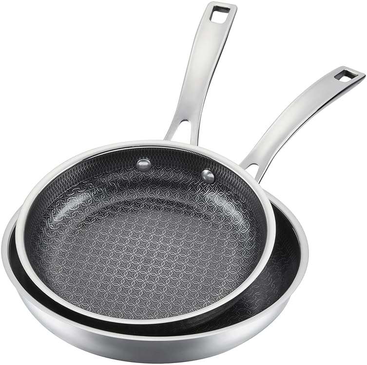 Cuisinart FusionPlus Hybrid Stainless Steel 2-Pc Skillet Cooking Set, 8 Inch and 10 Inch Open Skillets, PURELYSEAR Hybrid Searing Surface, Oven Safe, Cool Grip, Induction Compatible - Image 1