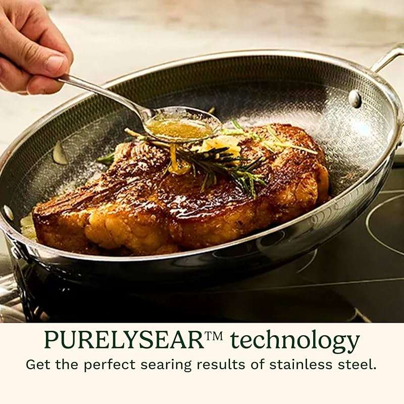 Cuisinart FusionPlus Hybrid Stainless Steel 2-Pc Skillet Cooking Set, 8 Inch and 10 Inch Open Skillets, PURELYSEAR Hybrid Searing Surface, Oven Safe, Cool Grip, Induction Compatible - Image 3
