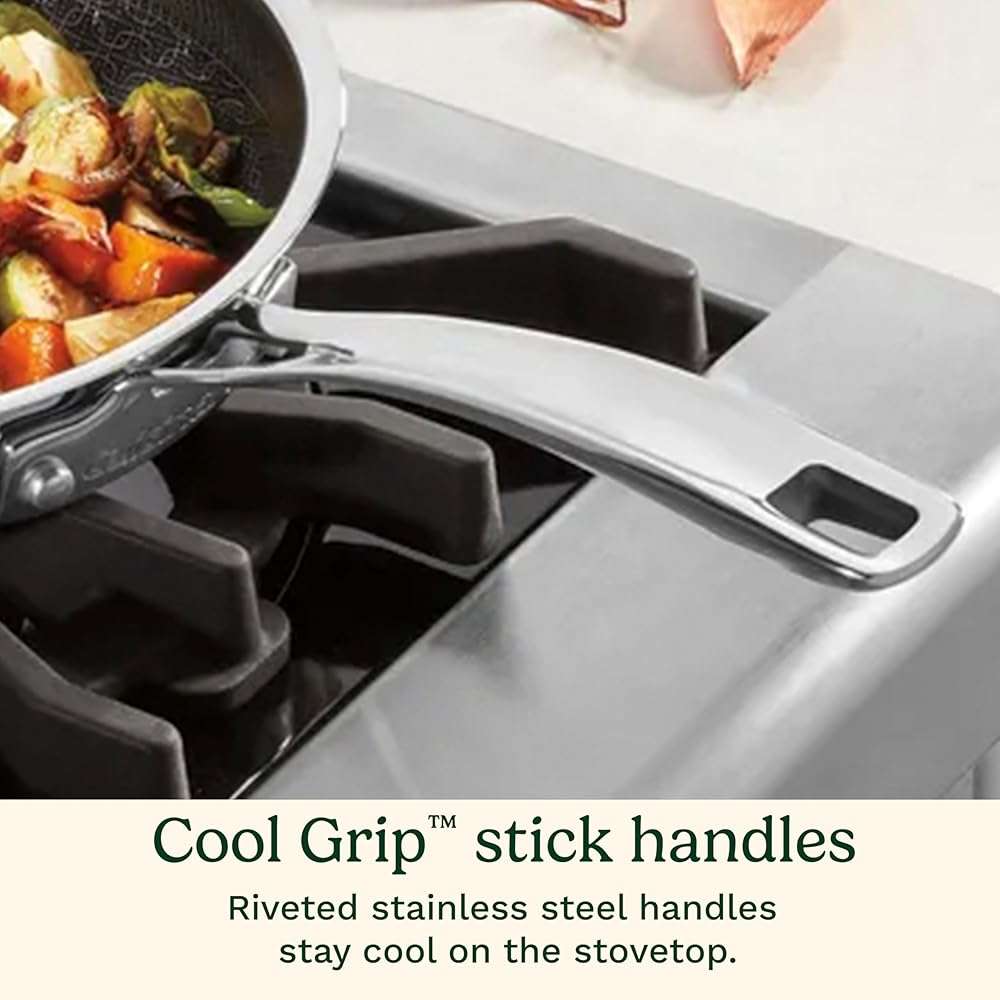 Cuisinart FusionPlus Hybrid Stainless Steel 2-Pc Skillet Cooking Set, 8 Inch and 10 Inch Open Skillets, PURELYSEAR Hybrid Searing Surface, Oven Safe, Cool Grip, Induction Compatible - Image 6
