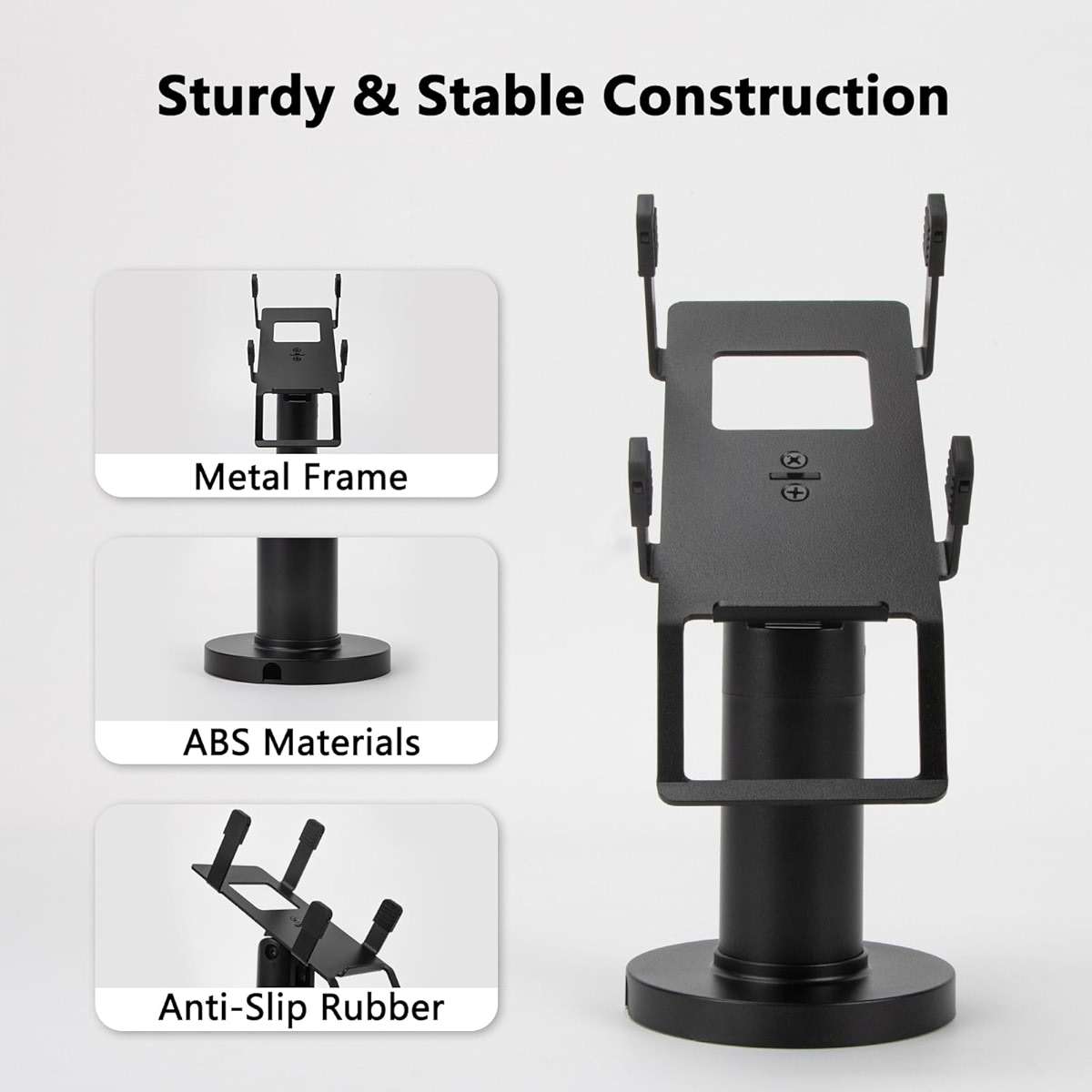 CRIZISTON Square Terminal Stand for Pax A80 – 7" Tall Swivel & Tilt POS Terminal Holder with Screw-in/Adhesive Install(Complete Kits), Credit Card Reader POS Machine Stand Compatible with Pax A80 - Image 4