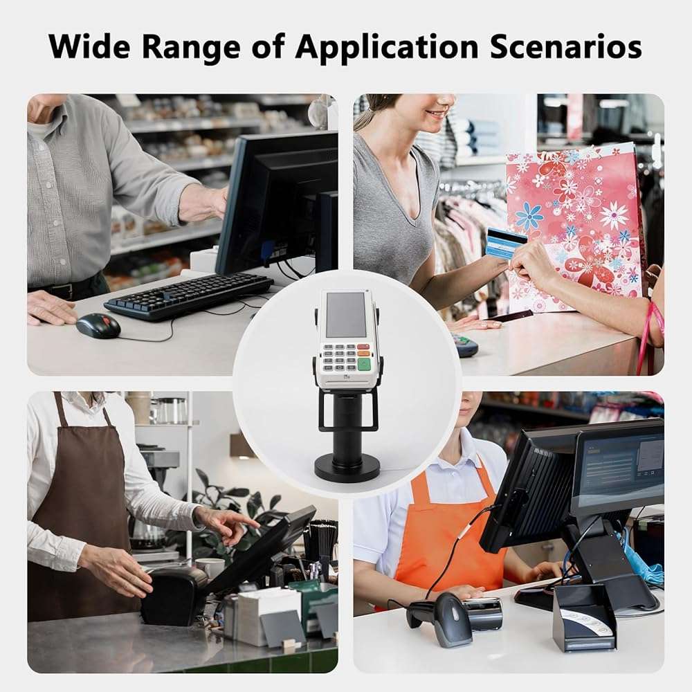 CRIZISTON Square Terminal Stand for Pax A80 – 7" Tall Swivel & Tilt POS Terminal Holder with Screw-in/Adhesive Install(Complete Kits), Credit Card Reader POS Machine Stand Compatible with Pax A80 - Image 6
