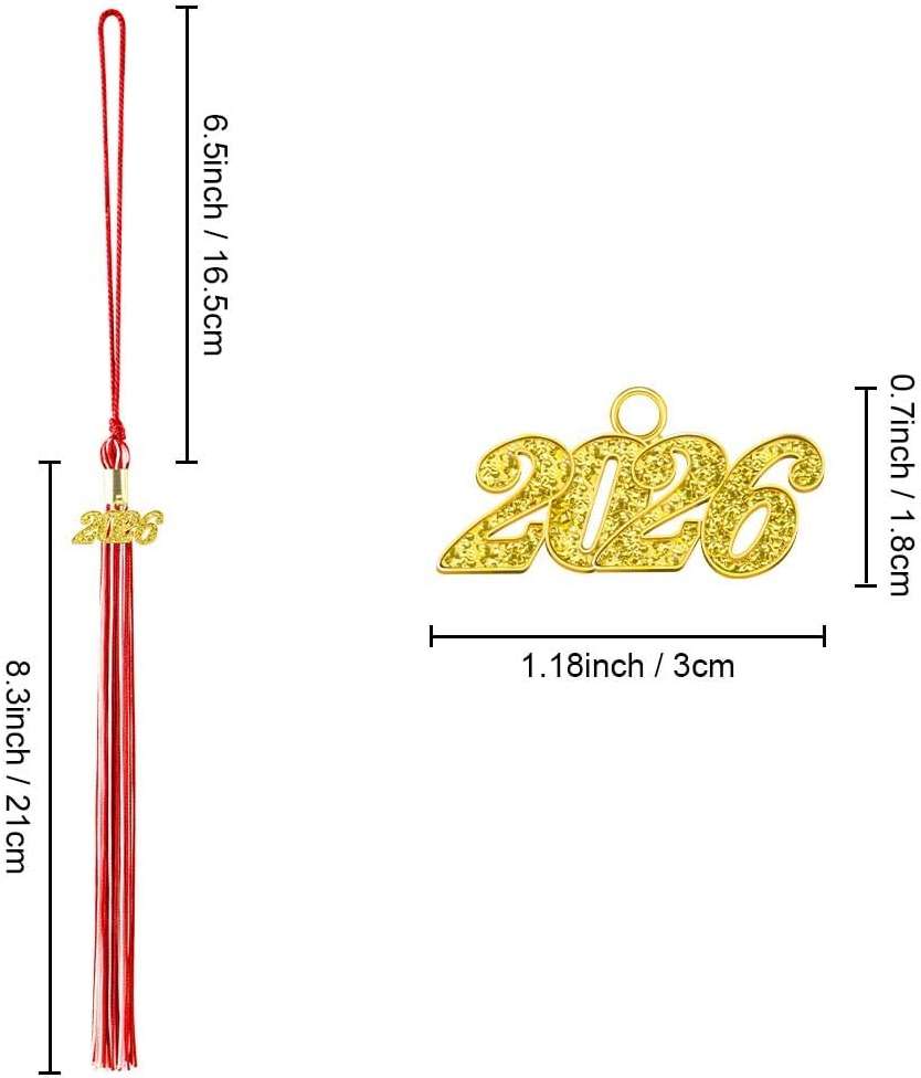 2026 Graduation Tassel, Tassel for Cap 2026, Cap Decorations, Charm Graduation Party Decorations 2026 Grad Cap Decorations for Graduation Gifts 2026 High School Red White - Image 3