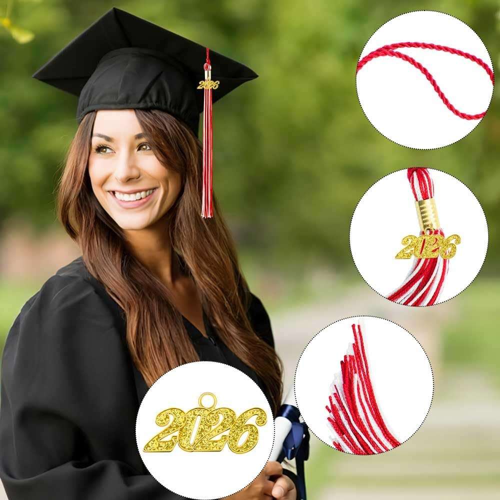 2026 Graduation Tassel, Tassel for Cap 2026, Cap Decorations, Charm Graduation Party Decorations 2026 Grad Cap Decorations for Graduation Gifts 2026 High School Red White - Image 5