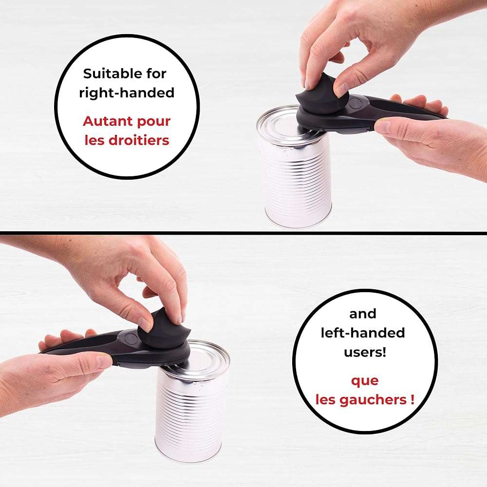 Starfrit MightiCan Can Opener, Safe Smooth-Cut Design, Holds Lid and Leaves No Sharp Edges, Comfort Grip Handle, Heavy-Duty Non-Slip Knob, 3-Year Warranty, Black - Image 6