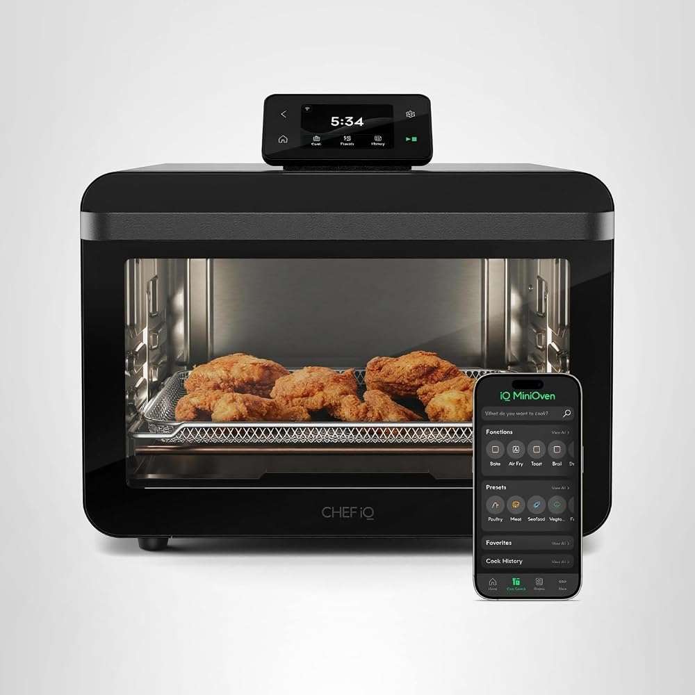 CHEF iQ MiniOven Smart Toaster Oven Air Fryer Combo, 11-in-1 Countertop Convection Oven, Bake, Broil, Air Fry, Broil, Dehydrate, 1750W, 25 Qt Capacity, Fast Cooking with Touchscreen Controls – Black - Image 14