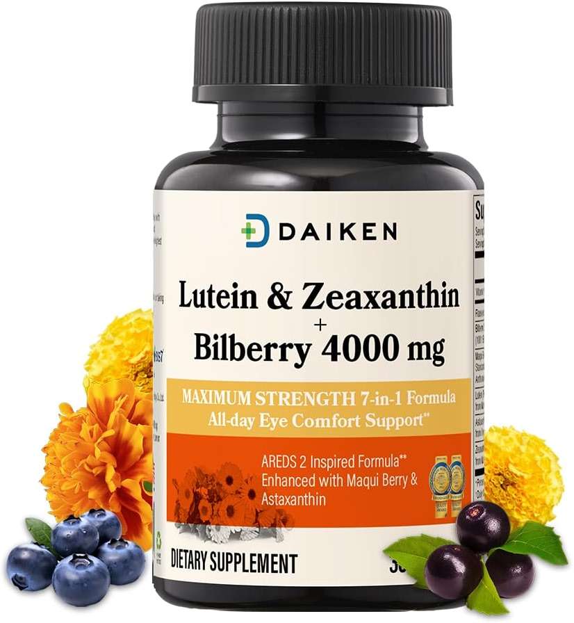 DAIKEN Lutein and Zeaxanthin Supplements, AREDS 2 Inspired Formula with Astaxanthin, Maqui Berry, Bilberry, Flaxseed Oil & Vitamin E, 30 Softgels - Image 1