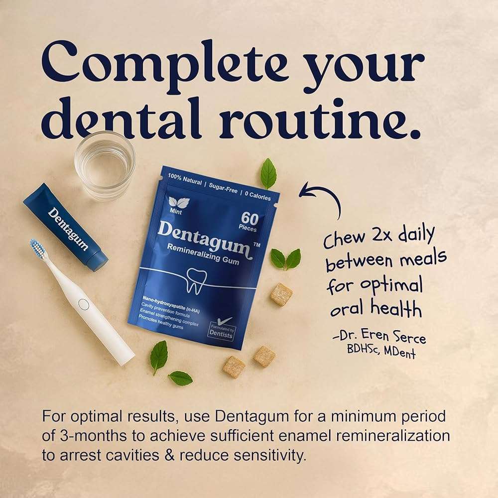 Dentagum Remineralizing Gum with Nano-Hydroxyapatite & Xylitol – SugarFree Chewing Gum for Enamel Repair, Cavity Protection & Receding Gums – 60 Pieces - Image 5