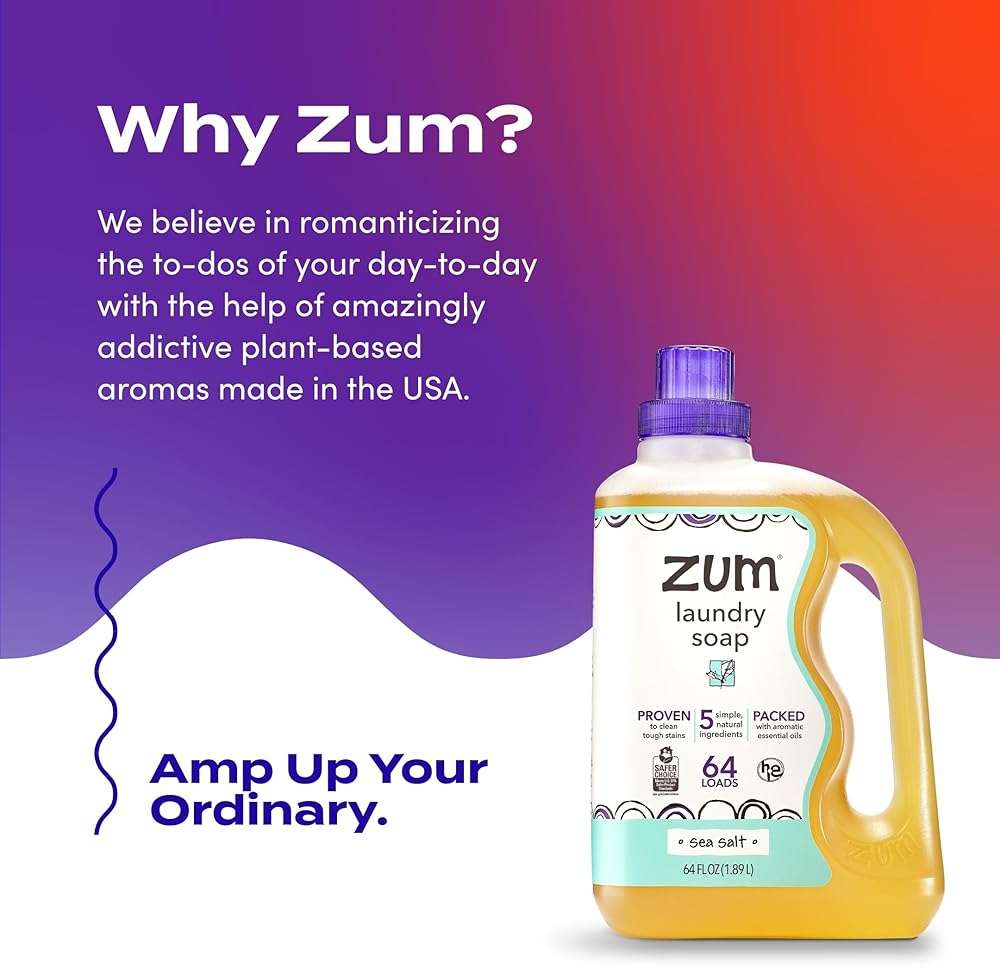 Zum by Indigo Wild Laundry & Home Cleaning Bundle – Sea Salt – Plant-Based Liquid Laundry Soap (64 fl oz, 2 Pack) + Natural All-Purpose Surface Cleaner (16 fl oz) - Image 8