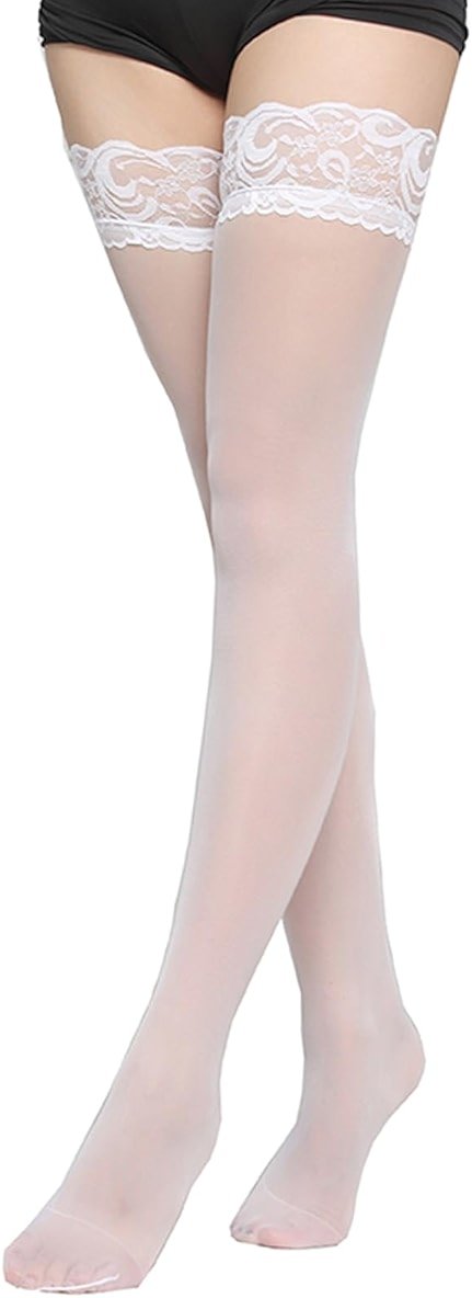Nydotd Women's Thigh High Stockings Silicone Grip Lace Top Silky Sheer Pantyhose Anti-Slip Silicone Stocking for Women - Product Image